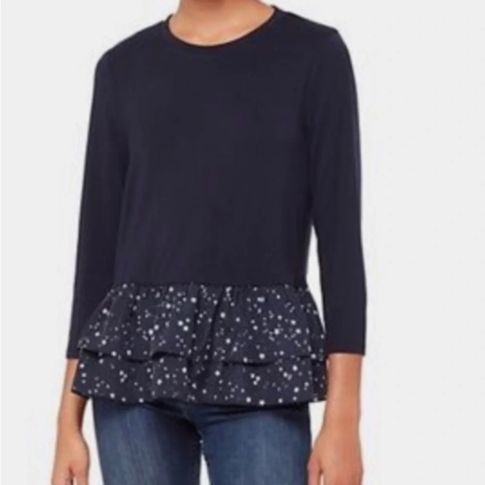Kate Spade Broome Street Peplum Shirt with Satin Layer Bottom Size Medium